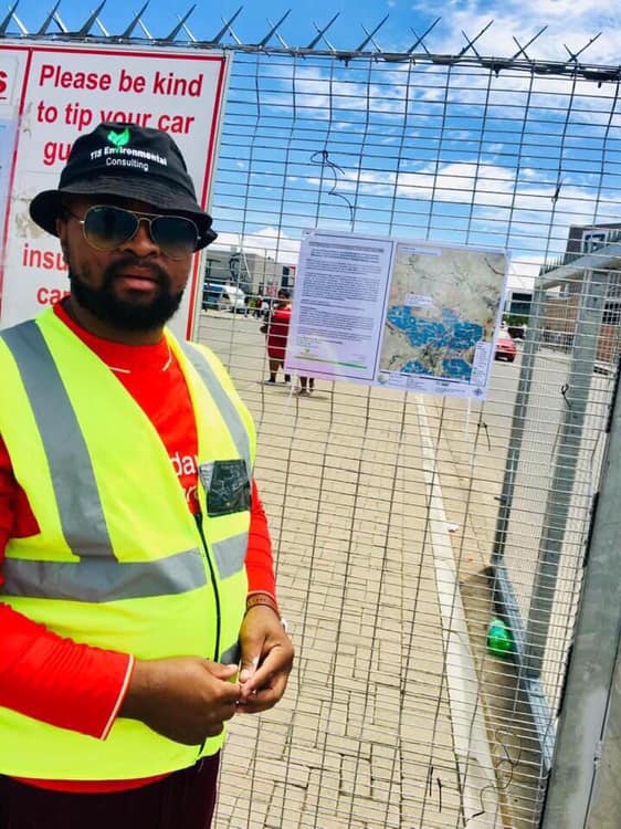 TIS consultant hosting an on-site public participation notice board